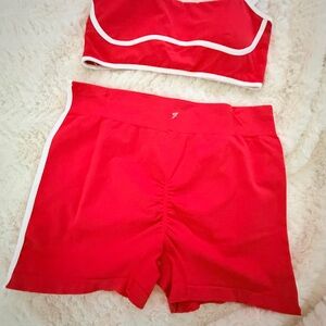 Primark Red Athletic Shorts with White Trim